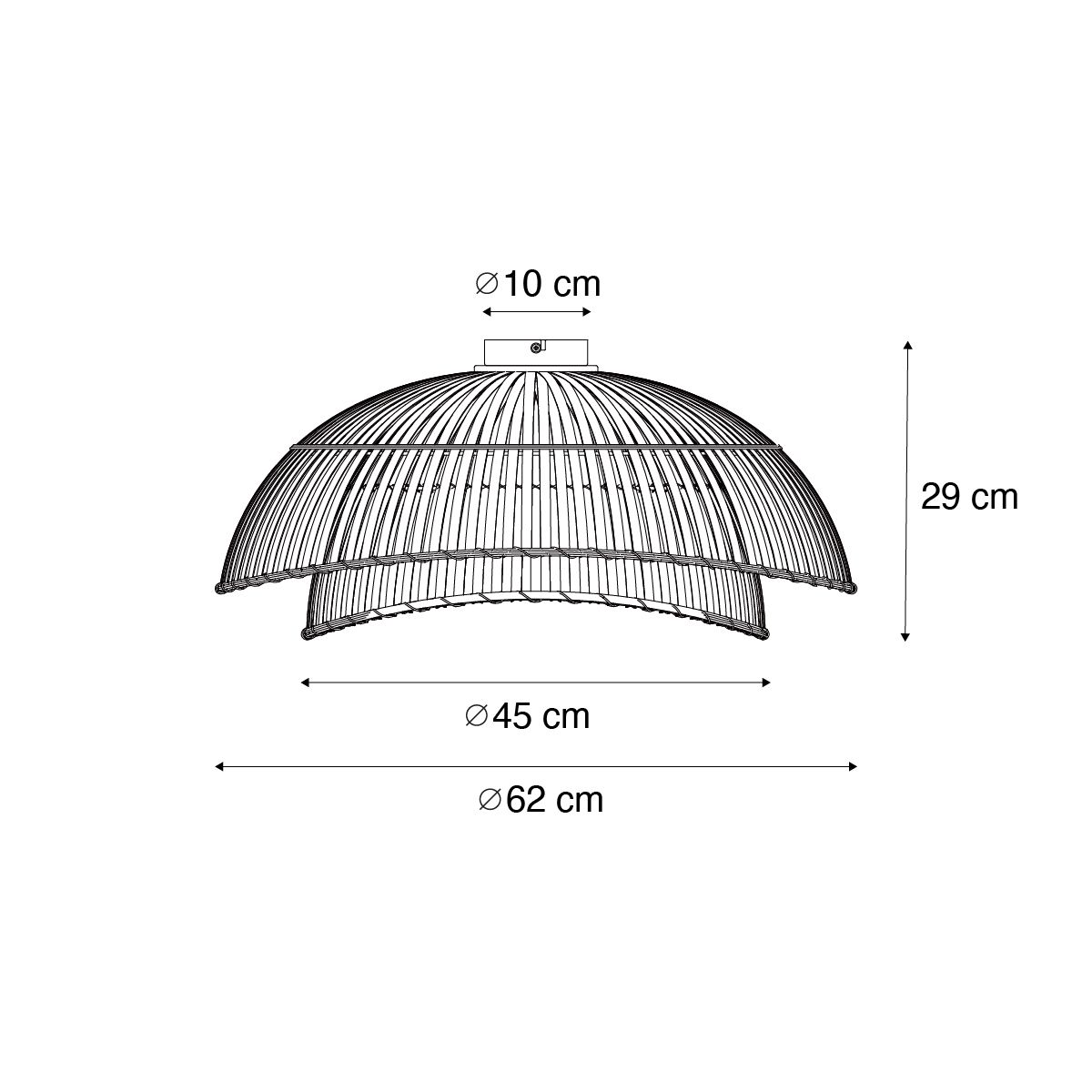 Oosterse plafondlamp zwart bamboe 62 cm - Pua
