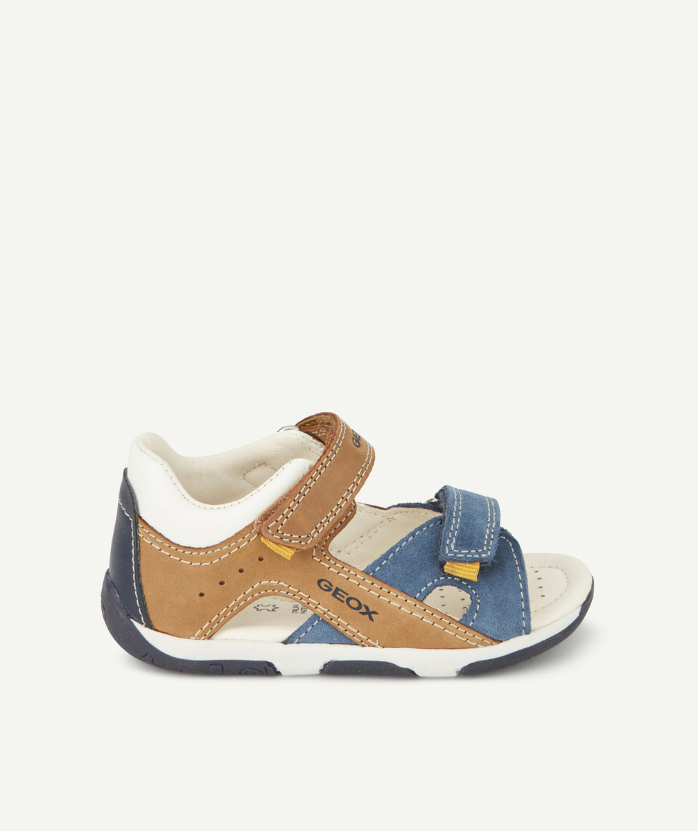 GEOXSANDALES BLEUES ET CAMEL EN CUIR BÉBÉ GARÇON