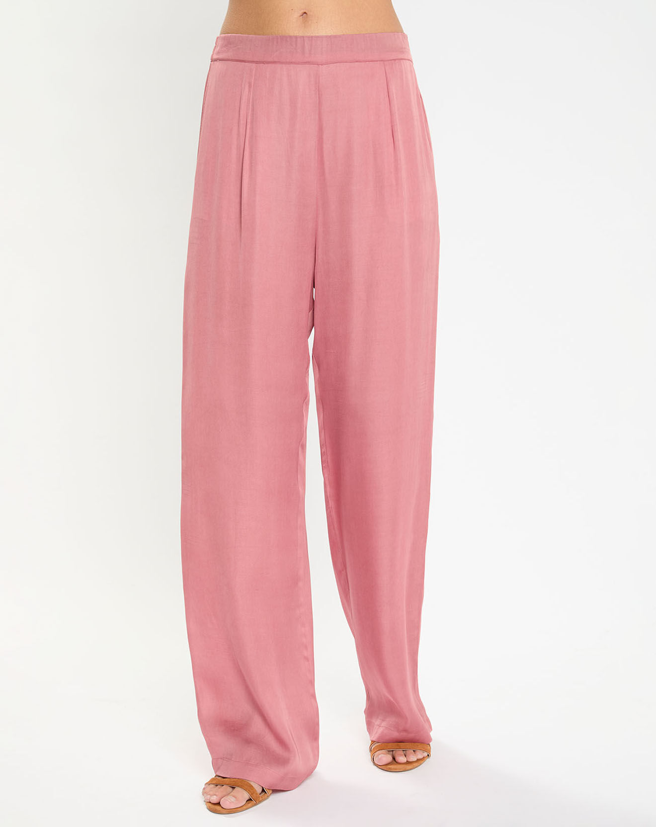Lauren Vidal Pantalon satiné Soon rose