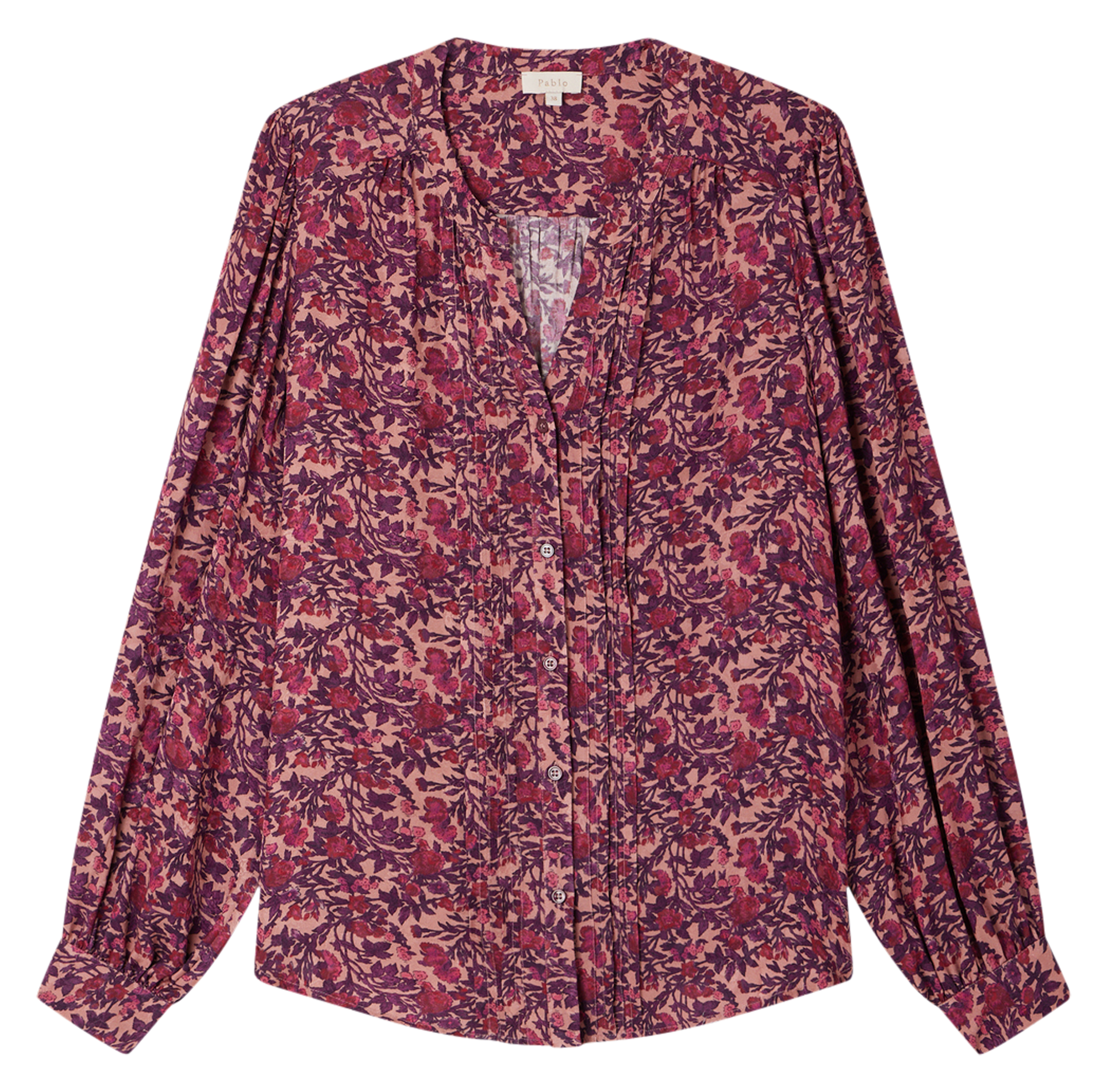 BELISSANDE - Chemise col tunisien droit imprimée | Rose