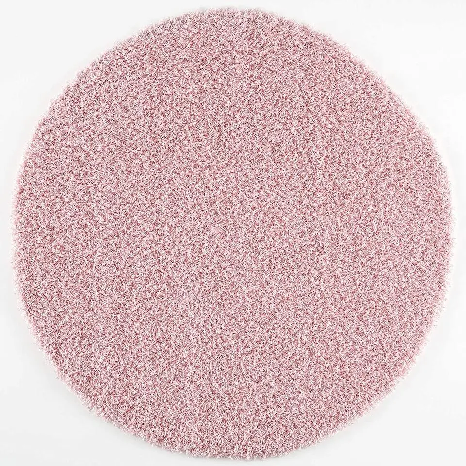 Loca Shaggy Rond Vloerkleed Licht Roze Hoogpolig - 200 CM ROND