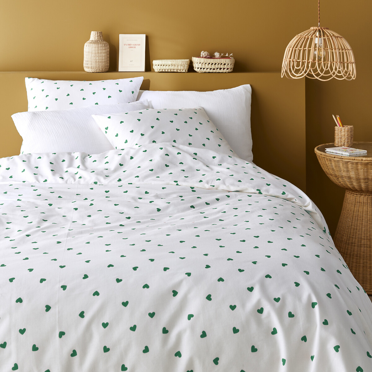 LA REDOUTE INTERIEURS<br>Conjunto de roupa de cama em 50% algodão reciclado com fronha quadrada, verde, da Scacco