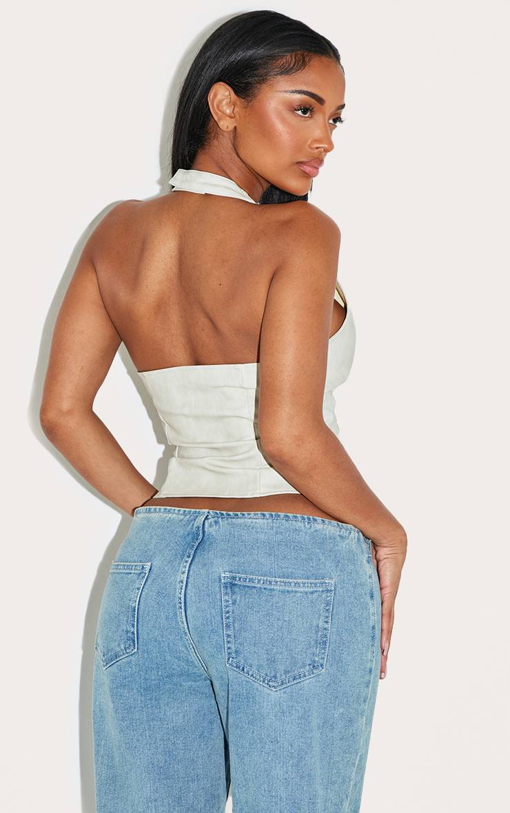 Charbon Corset Shape En Synthétiquecuir Noir À Encolure Dos-nu Avec Laçage