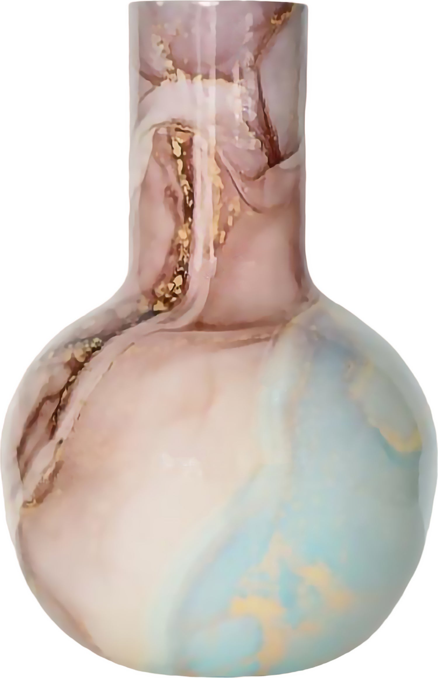 House of Nature vaas Marmer roze / crème / blauw D 25 H 36 cm