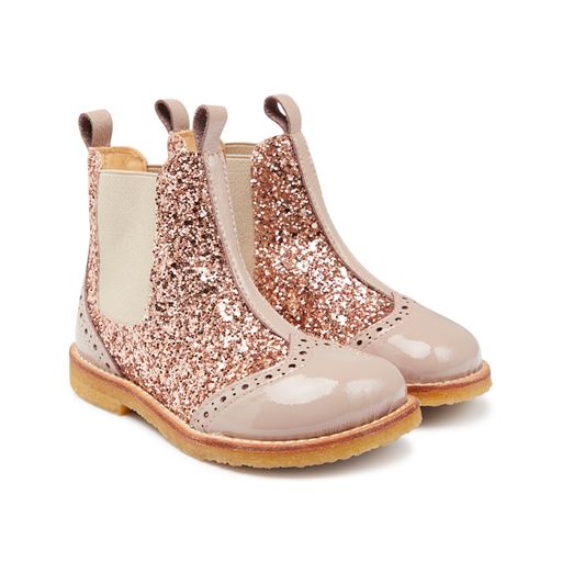 Angulus 6320-102 Chelsea Glitter Støvler, Dusty Almond/Maple Glitter, 31