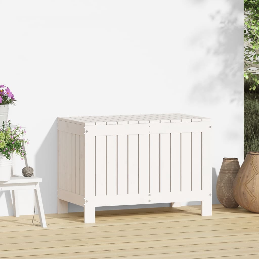 Boîte de rangement de jardin blanc 76x42,5x54 cm bois de pin