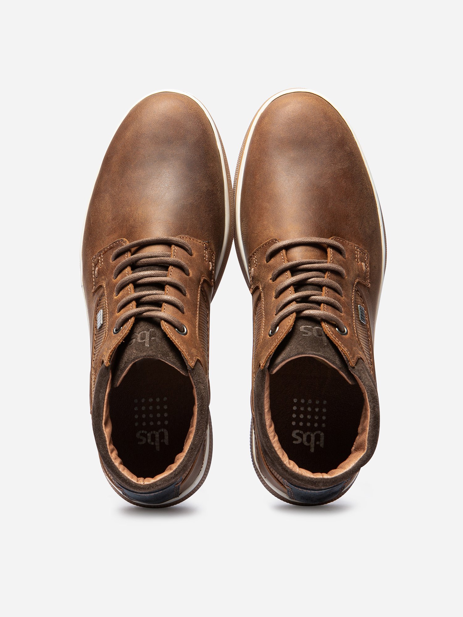 Tennis Montantes Homme En Cuir Marron Clair