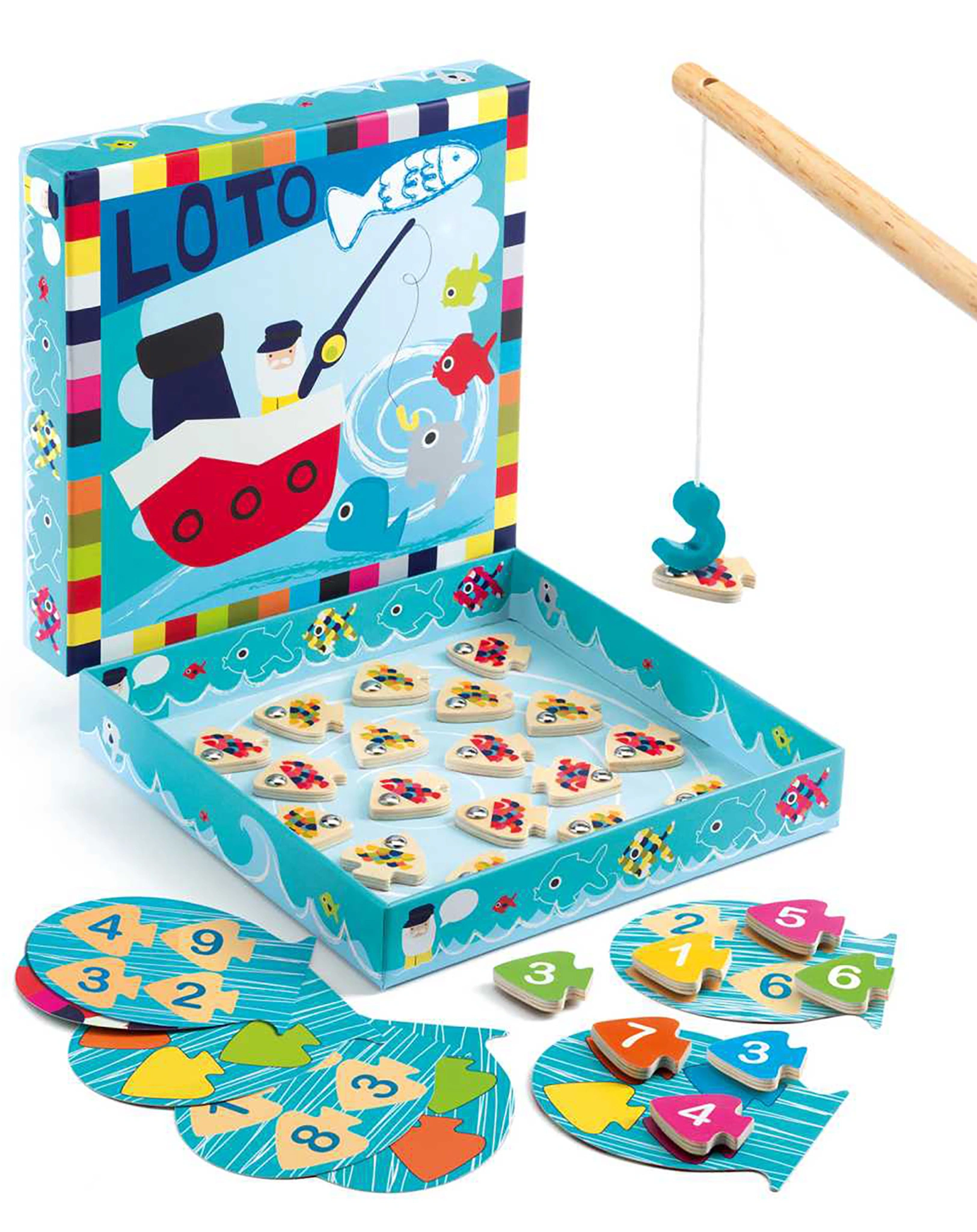 Holz-Angelspiel NAVY-LOTO 31-teilig in bunt