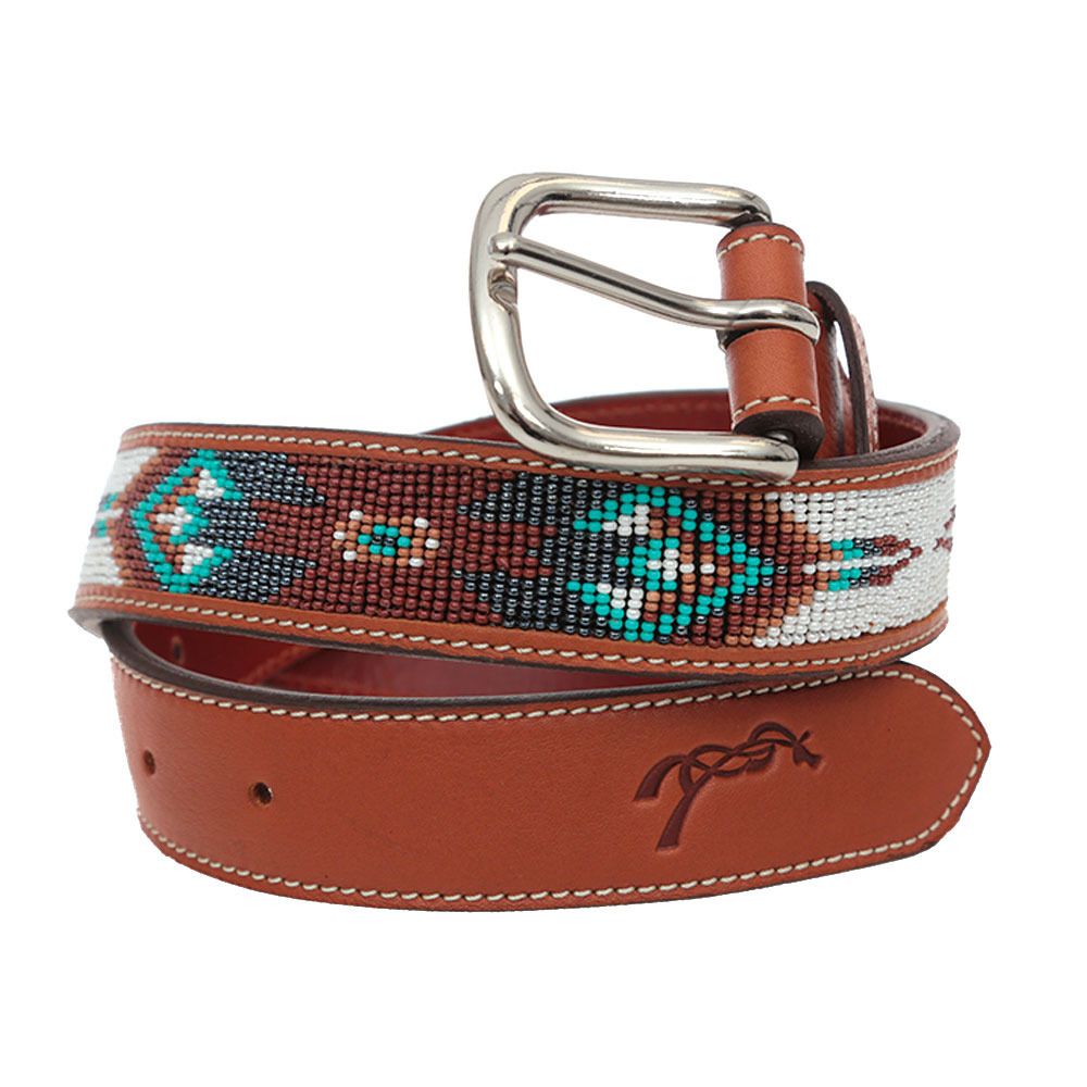 Pénélope PEARL - Ceinture Femme cognac/turquoise