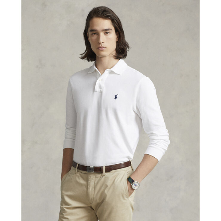 Polo Ralph Lauren Custom Slim Fit Mesh Polo Hvid