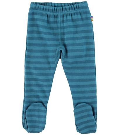 Joha Leggings m. Fuß - Wolle - Blau Gestreift