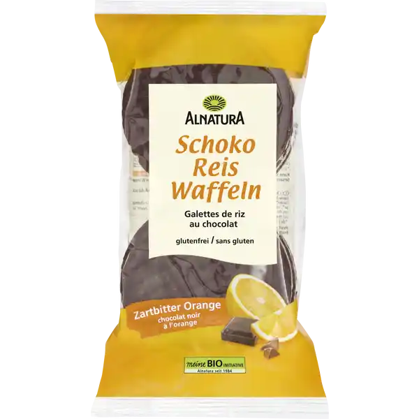 Bio Schoko Reis Waffeln Zartbitter Orange