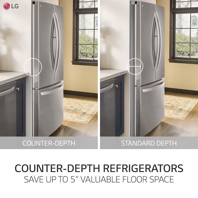 Refrigerador LG Counter-Depth MAX de 26,5 pés cúbicos com portas francesas e máquina de gelo (aço inoxidável) ENERGY STAR