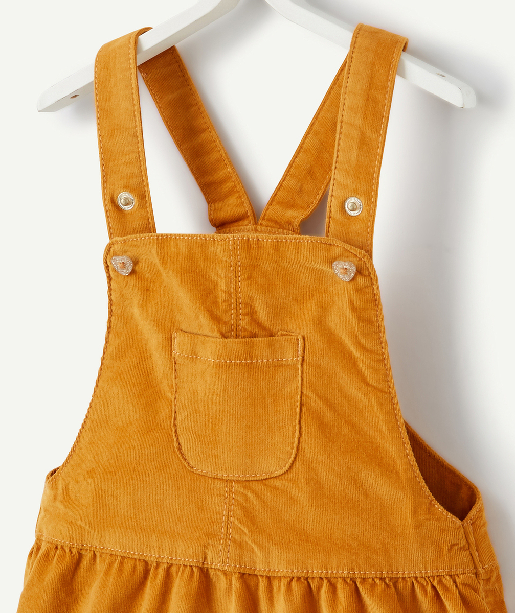 ROBE BÉBÉ FILLE MOUTARDE TYPE SALOPETTE EN VELOURS CÔTELÉ