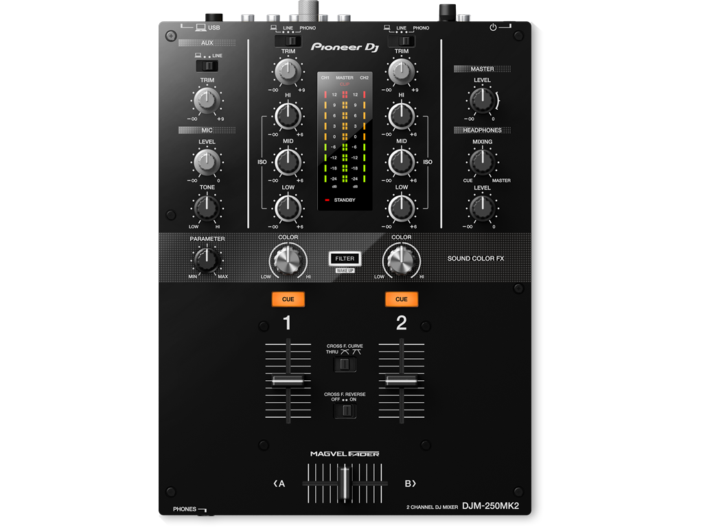 Pioneer DJ DJM-250MK2 + 2 x Pioneer XDJ-1000MK2 tabletop-speler