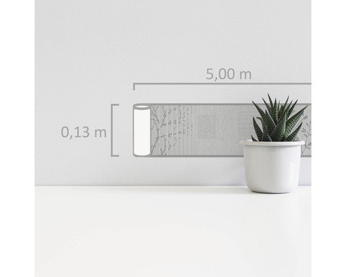 Rand 3054-11 Alleen randen Vertakt wit 5 m x 13 cm