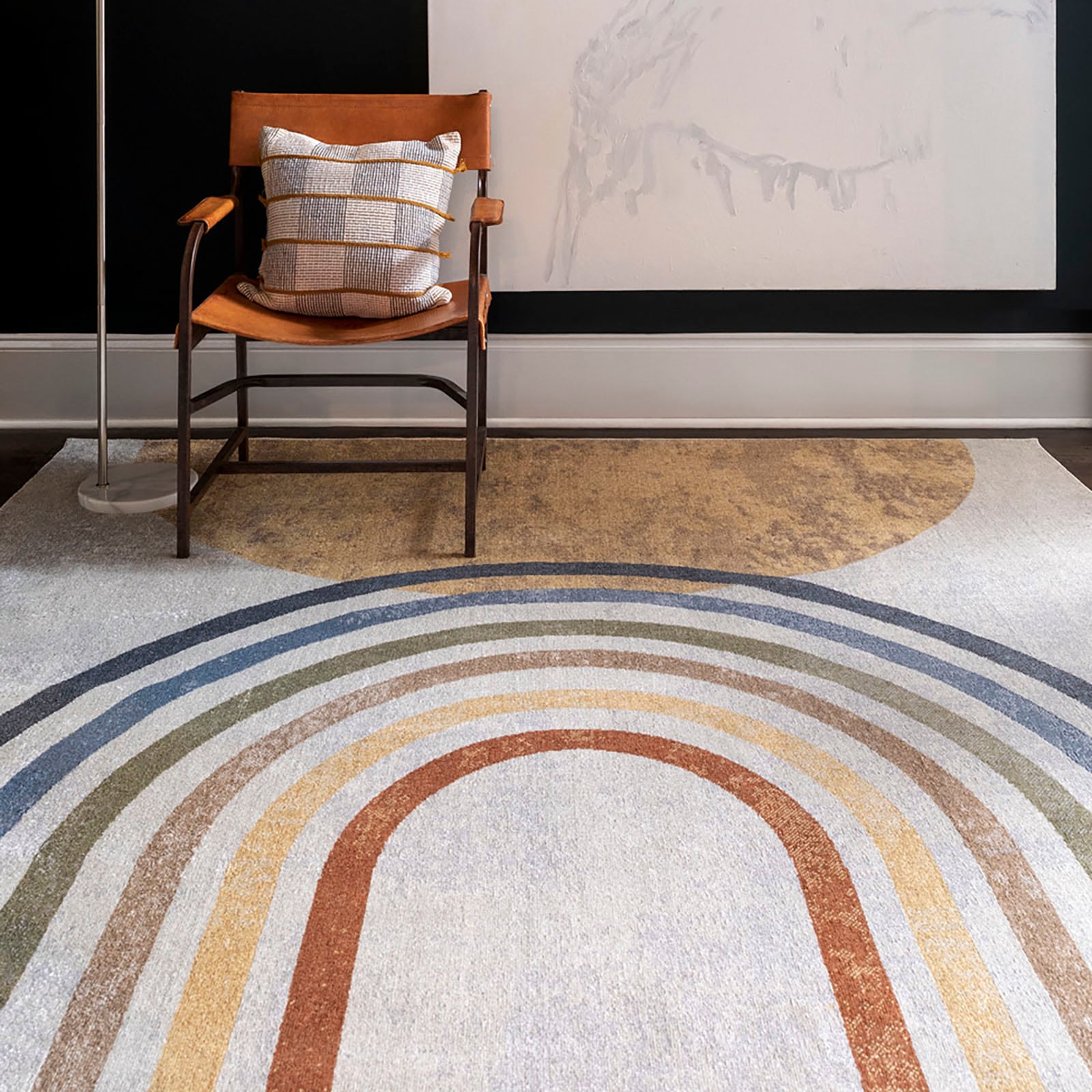 Livabliss Teppich »OZU« rechteckig 5 mm Höhe Maschinenwaschbar, Boho Kurzflor Wohnzimmerteppich, Schlafzimmer