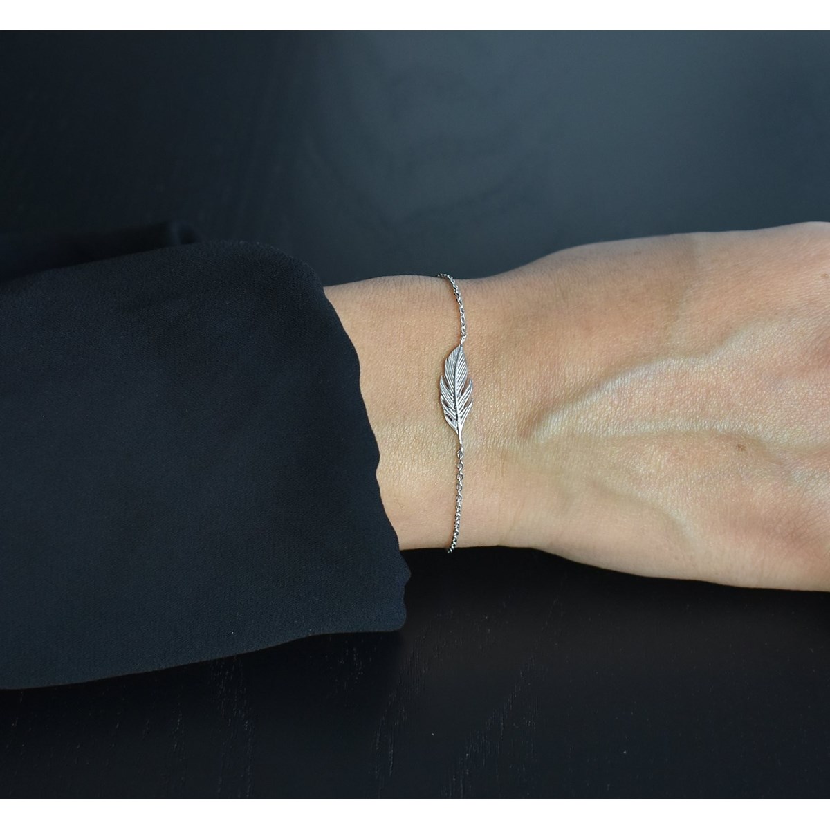 Bracelet plume Argent 925 Rhodié