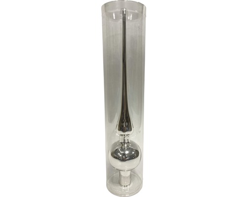 Lafiora glazen kerstboomtopper, 28 cm hoog, glanzend zilver