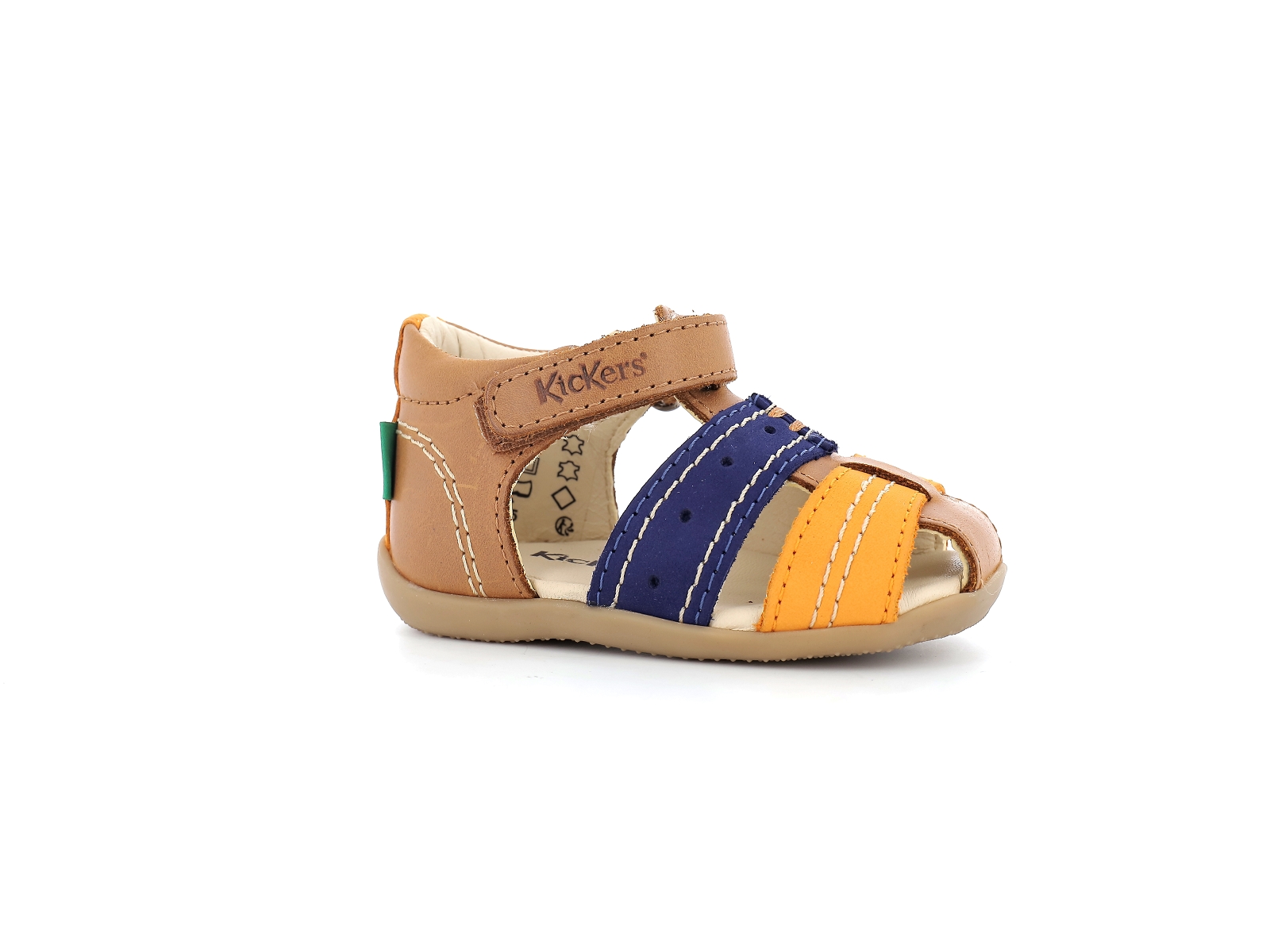 Kickers-BIGBAZAR 2 Cuir Marron-Orange