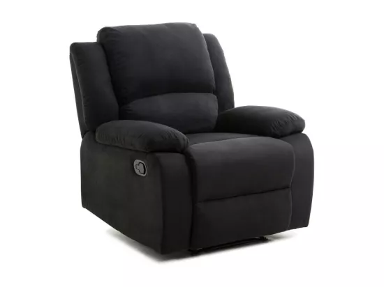 Fauteuil Relaxation 1 place Microfibre Noire Léo - L88 x 93 x 96cm - Loungitude