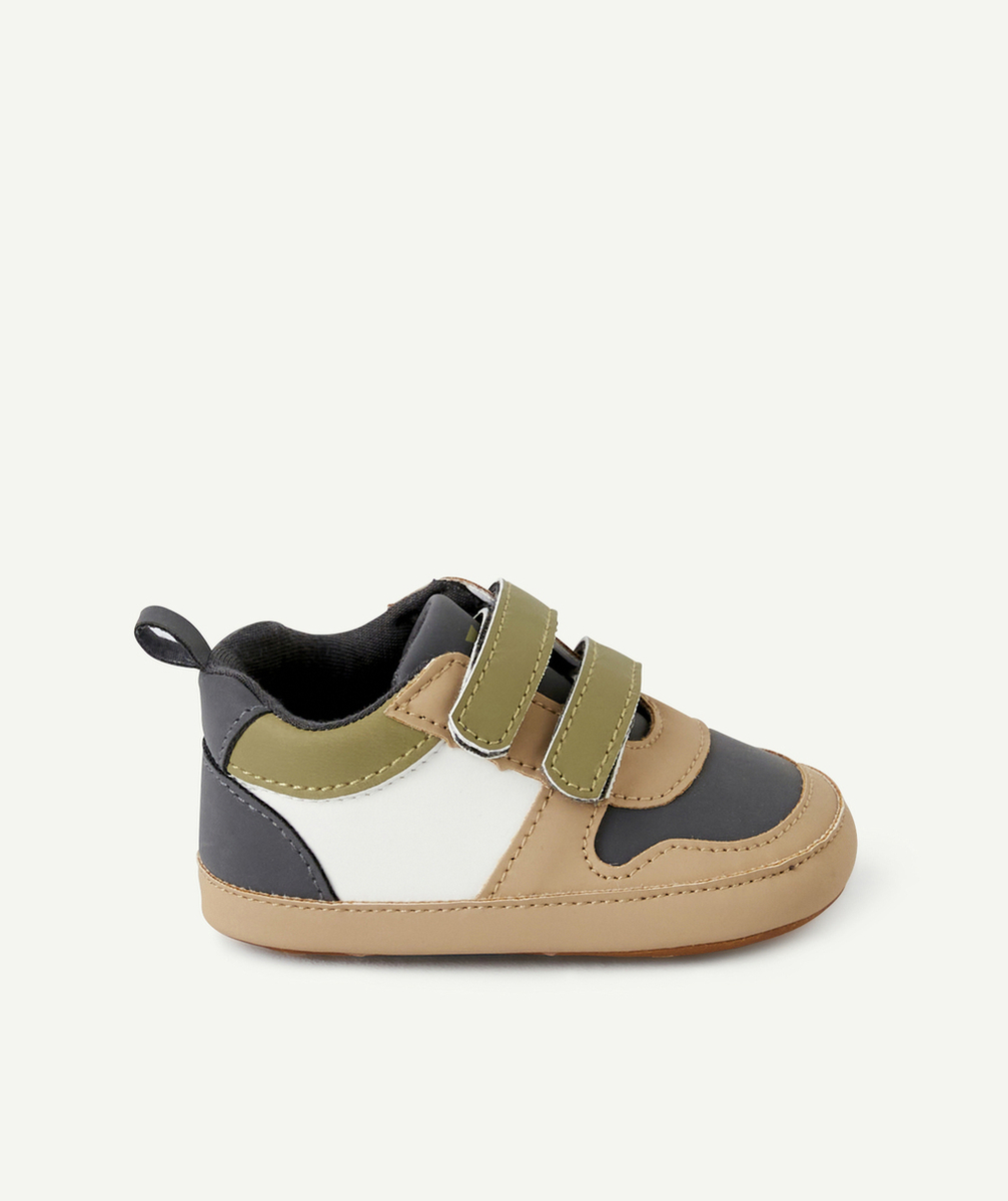CHAUSSONS STYLE BASKETS BÉBÉ GARÇON KAKI ET MARRON