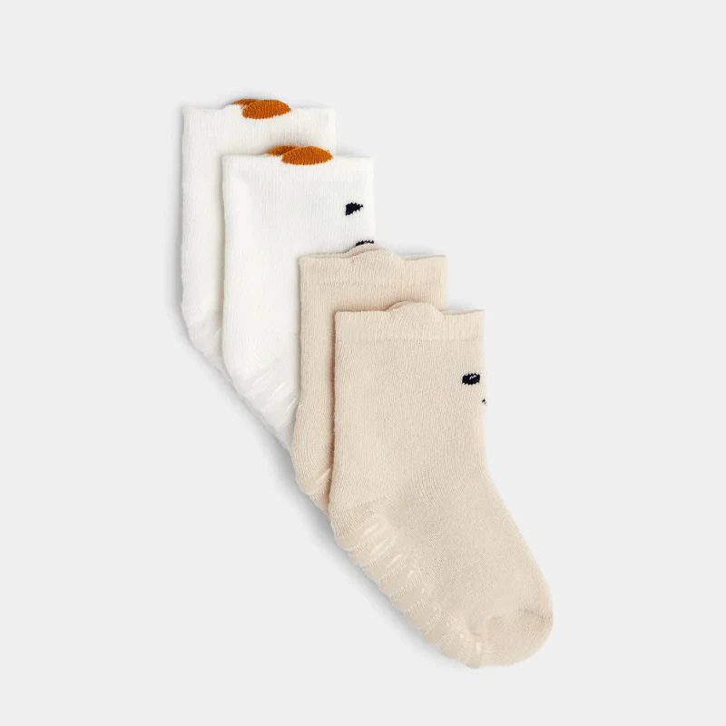 Chaussettes anti-glisse beige bébé fille Beige