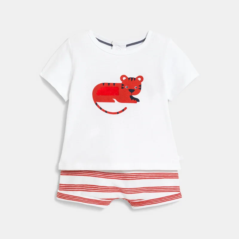 Pyjama court tigre rouge bébé garçon Orange