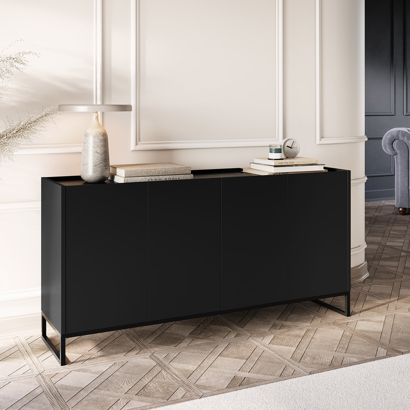 Windsor & Co Buffet Helene noir - 160x40x80 cm