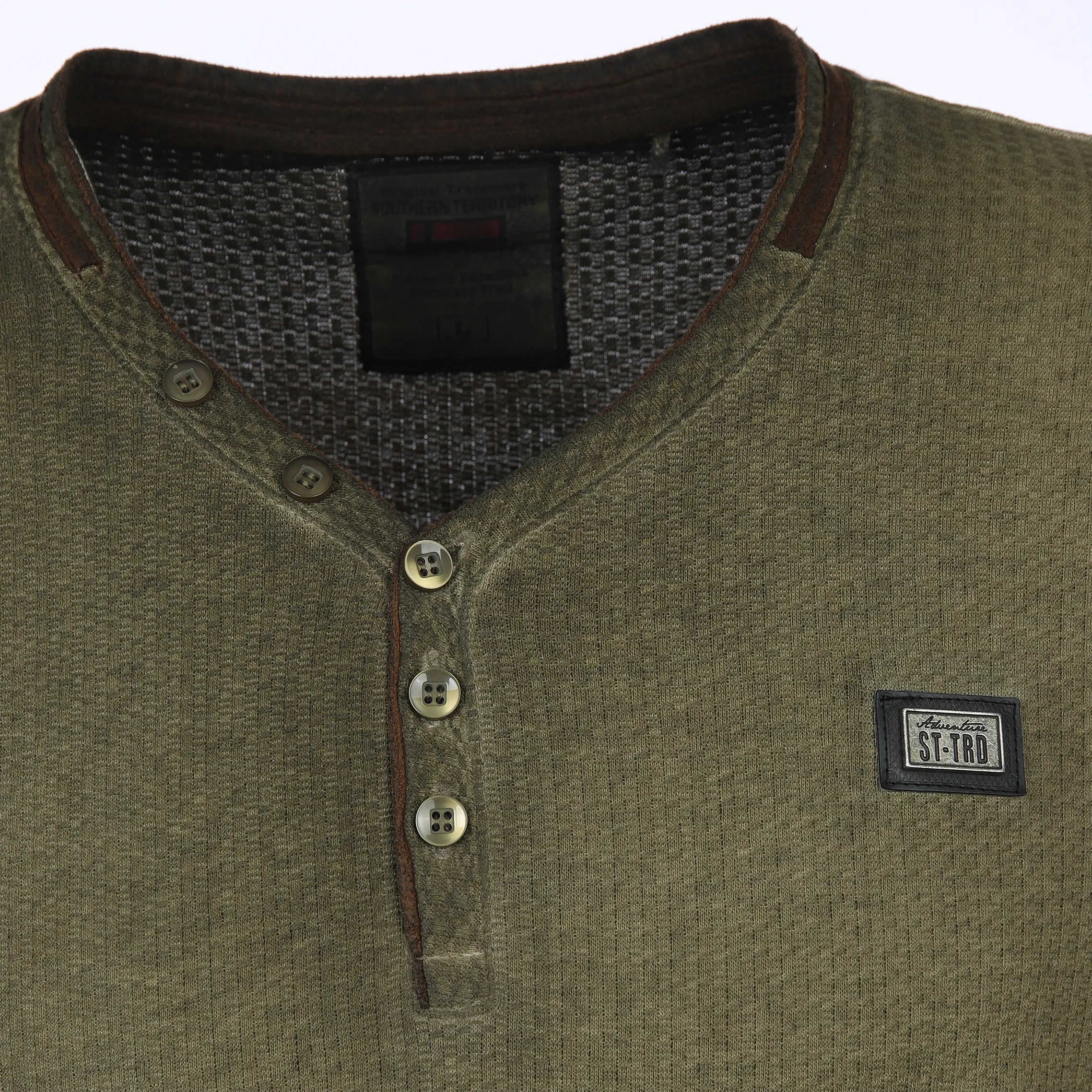 Herren Henleyshirt in Used Optik