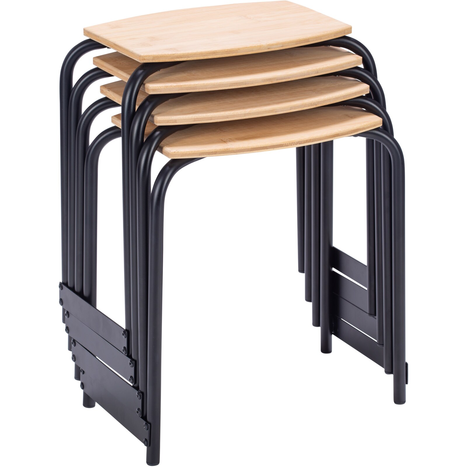 PICKNICO Campinghocker Retro Picknick Sitz Hocker Alu Bambus Holz Leicht 0,9 kg