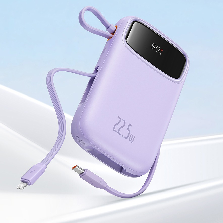 (22.5W) 20000mAh USB A / USB C Powerbank Power Delivery Ladegerät inkl. USB C / Lightning Ladekabel mit LED Anzeige - Hellblau