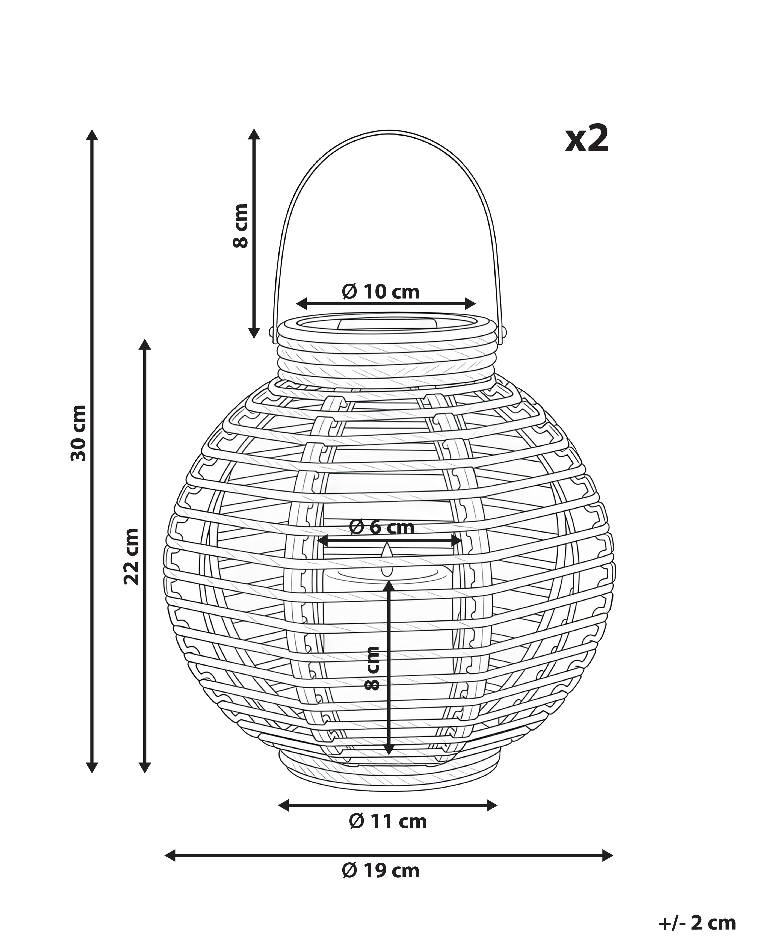 Set van 2 lantaarns op zonne-energie SEBU 30 cm Natuurlijk