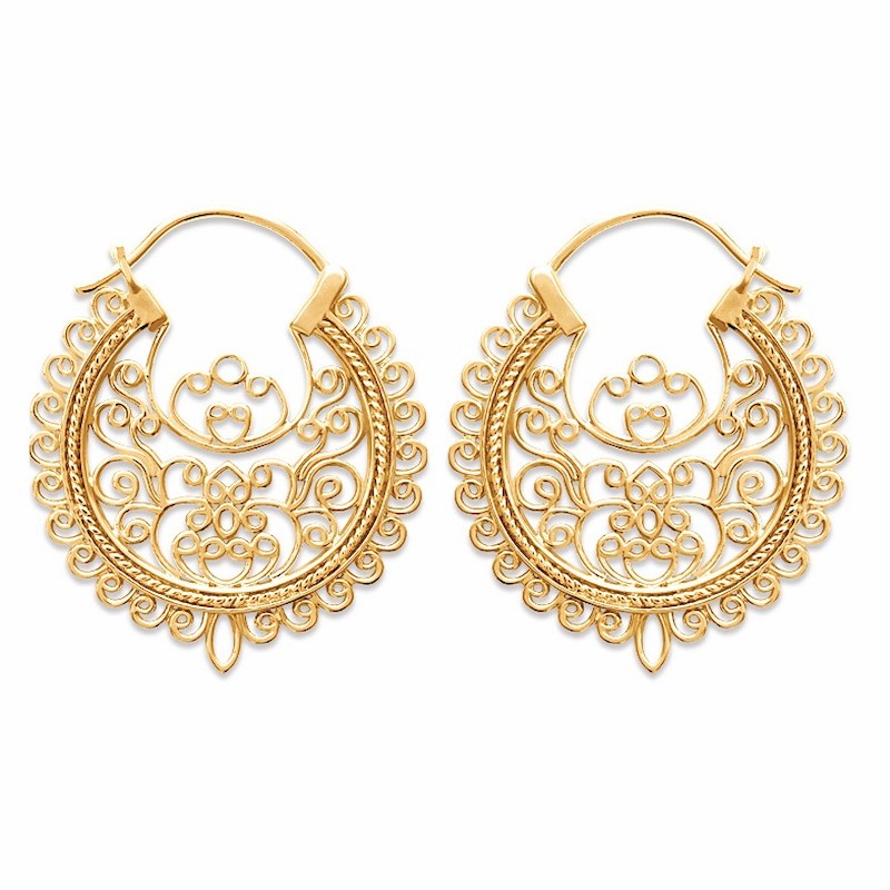 Boucles d'Oreilles Orientales Plaqué Or