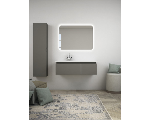 Baden Haus Avril hoge kast 140x35 cm talpa-grijs mat volledig gemonteerd