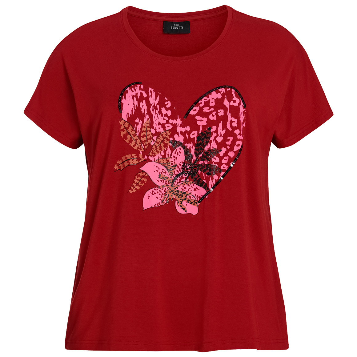 Gina Benotti Damen T-Shirt mit großem Print rot