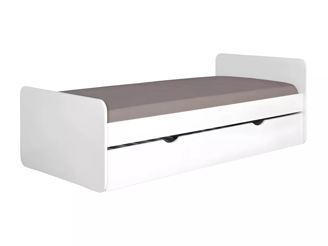 Lit gigogne 90x200 cm bois massif blanc LUPIN