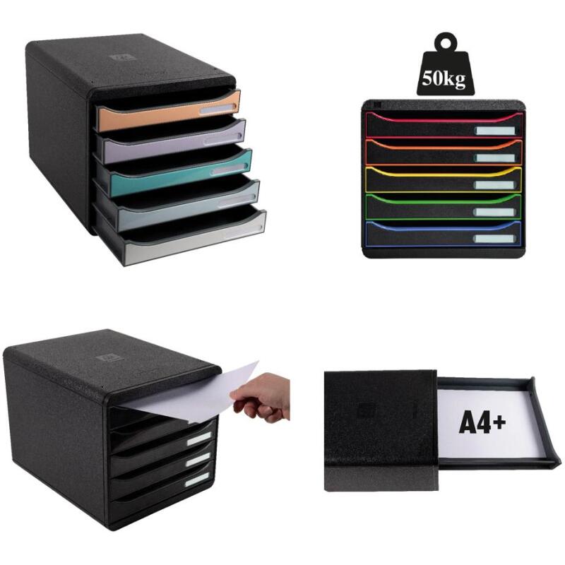 Module de classement Big Box Plus 5 tiroirs Metallic - Argent