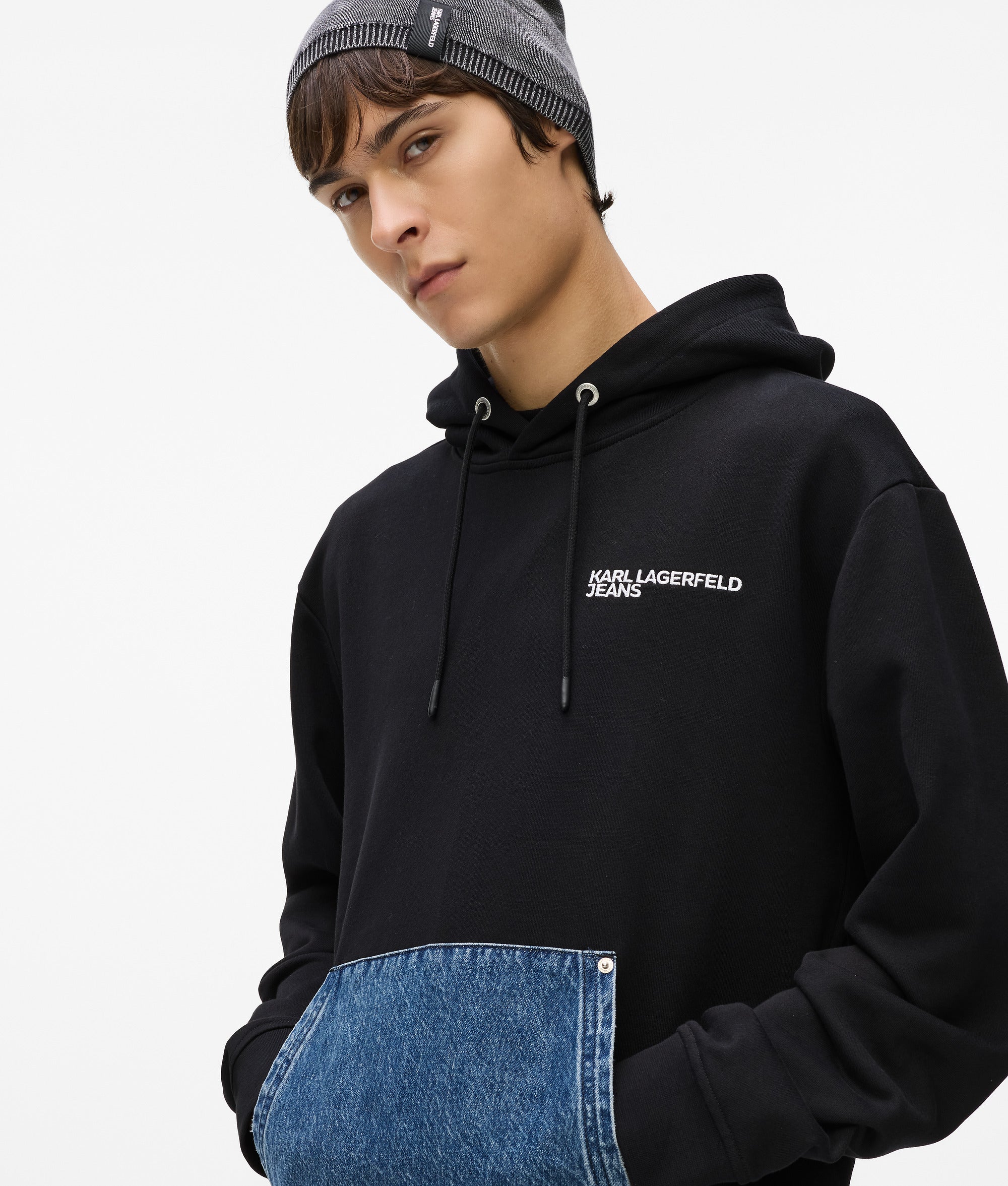 Hoodie met zakken van denim