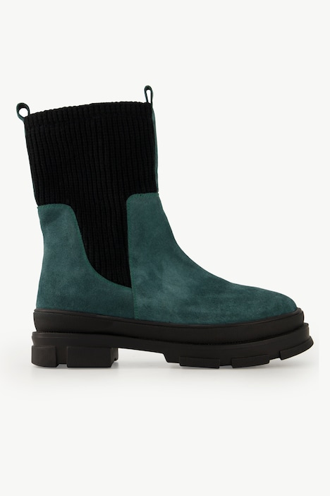 Leder-Boots, Strickeinsatz, Wechselfußbett, Weite H