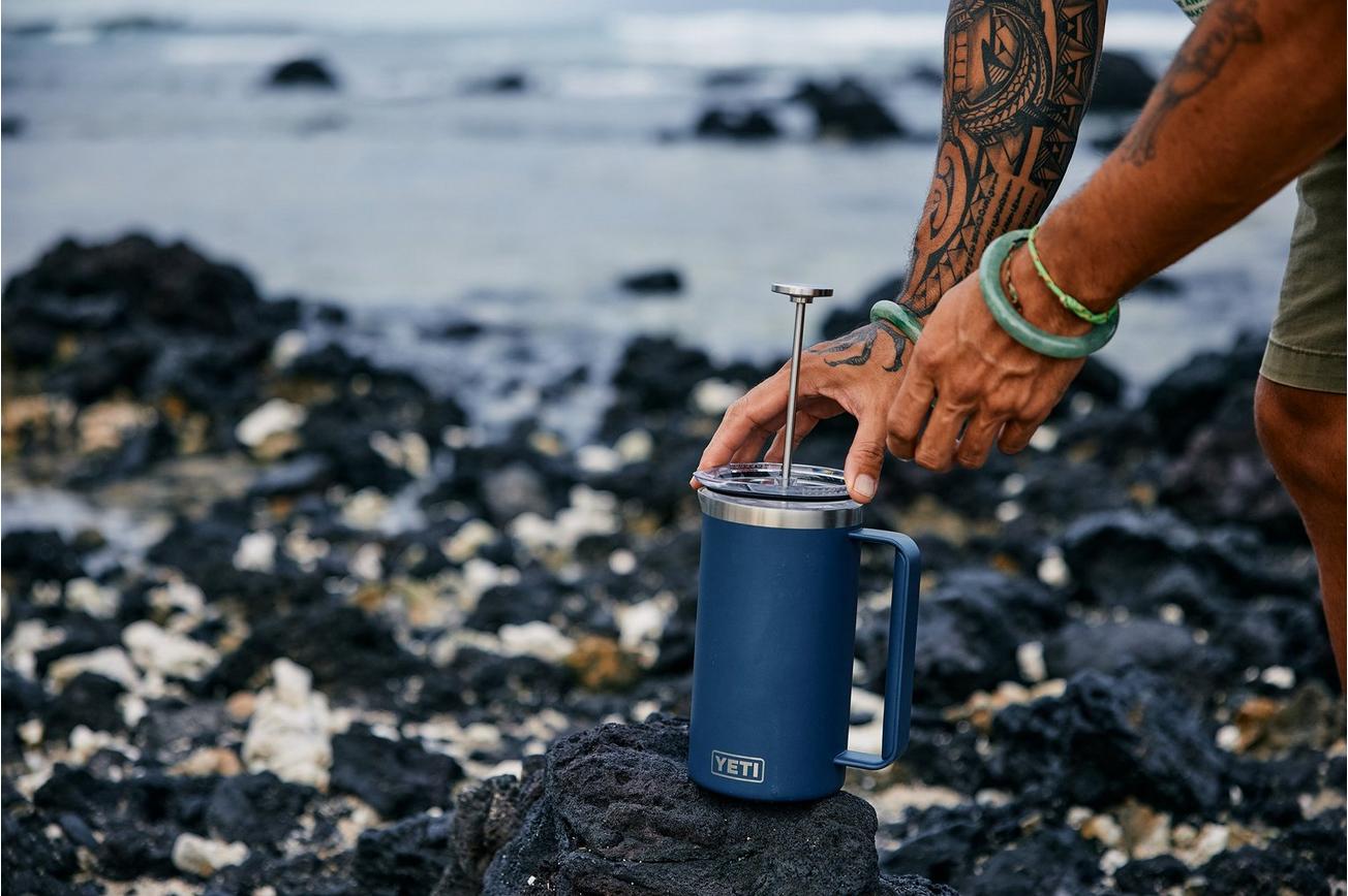 Yeti Rambler French Press 64oz Twist-To-Lock Lid, Navy Blue, thermos french press, 1.9L