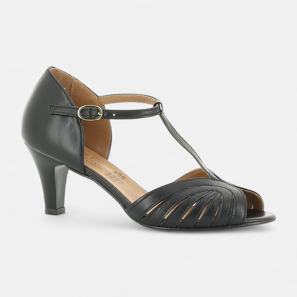 Nu-pieds à talon Femme en cuir noir
