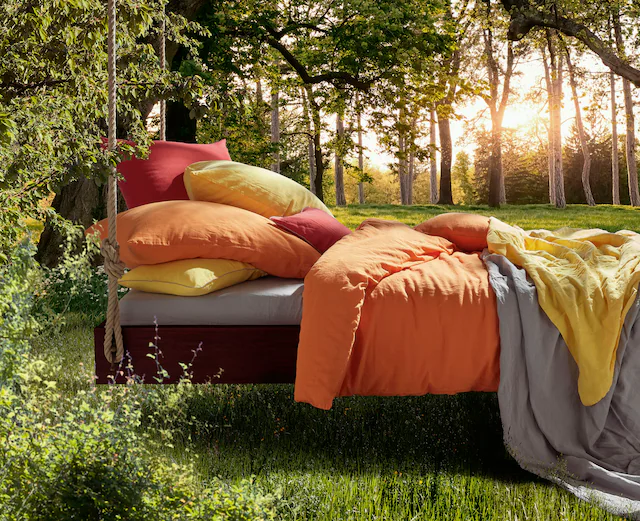 fleuresse Bettwäsche »Provence in Gr. 135x200, 155x220 oder 200x200 cm« 2 Stk. tlg. Halbleinen, 50% Baumwolle, 50% Leinen, Gr. 135x200, 155x220, 200x200cm