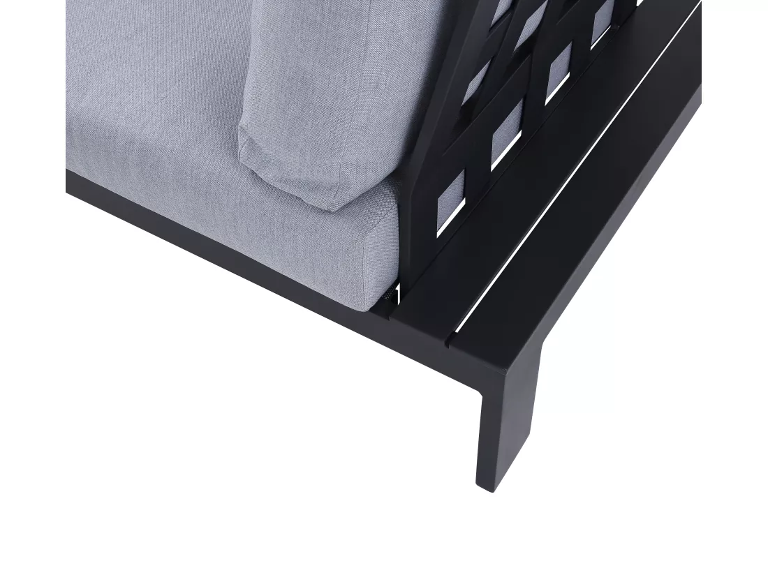 Canapé de jardin 2 places noir avec tablette à gauche en aluminium - L. 199 cm - MENDOZA de MYLIA
