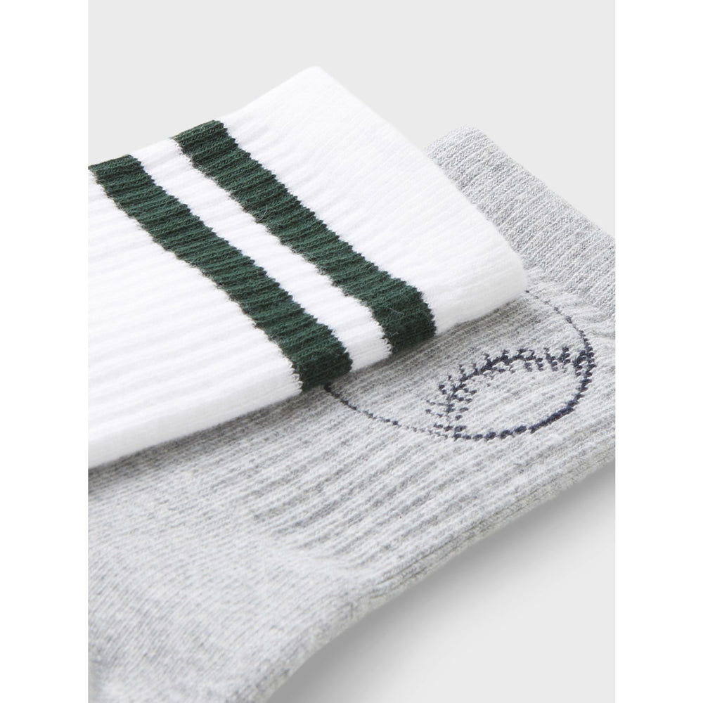 Køb Name It Light Grey Melange Bright White Dale 2-Pak Strømper