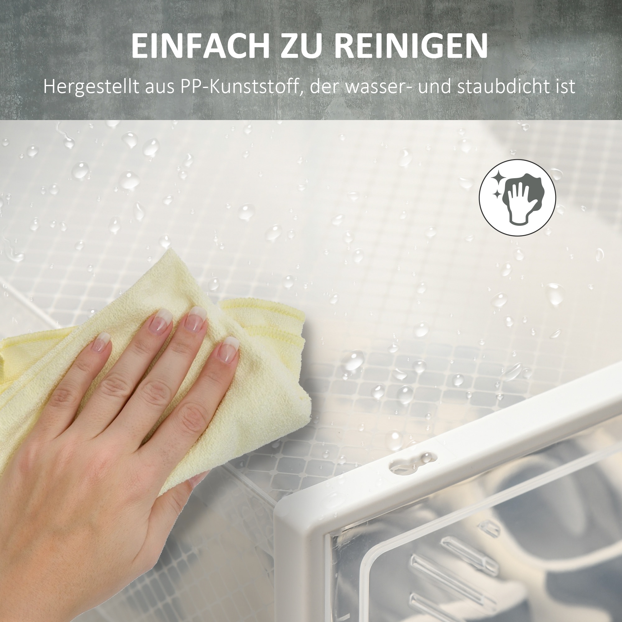 HOMCOM Aufbewahrungsschrank mti Lüftungsöffnungen transparent 25L x 35B x 19H cm