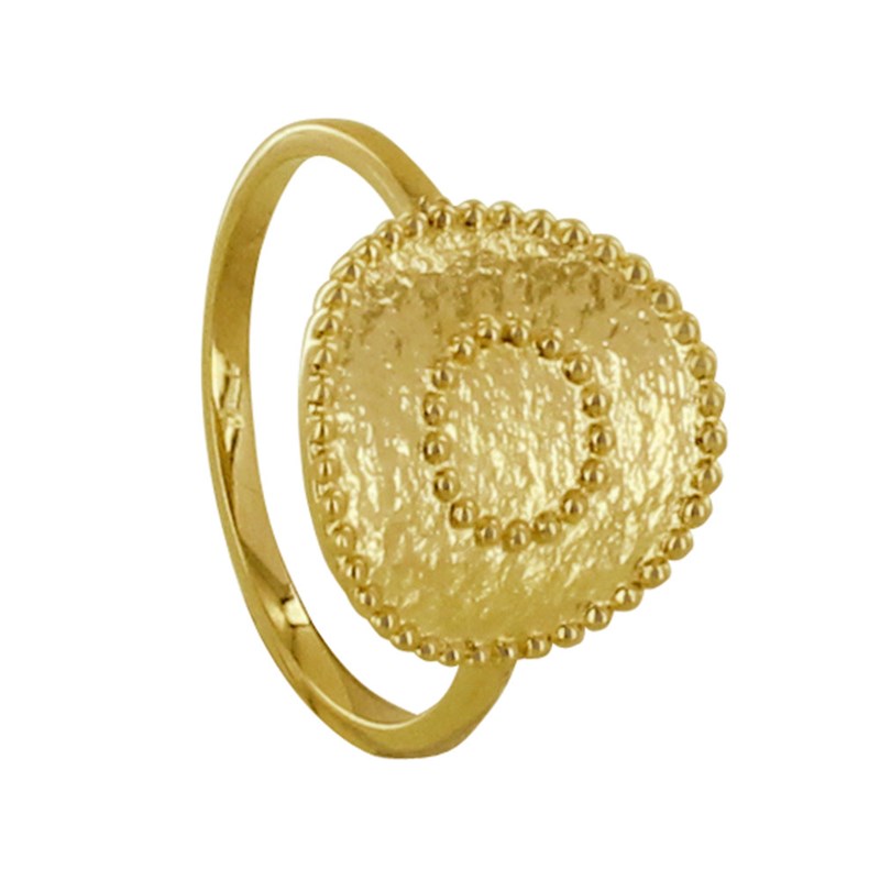 Bague Plaqué Or Ronde Martelée et Billes