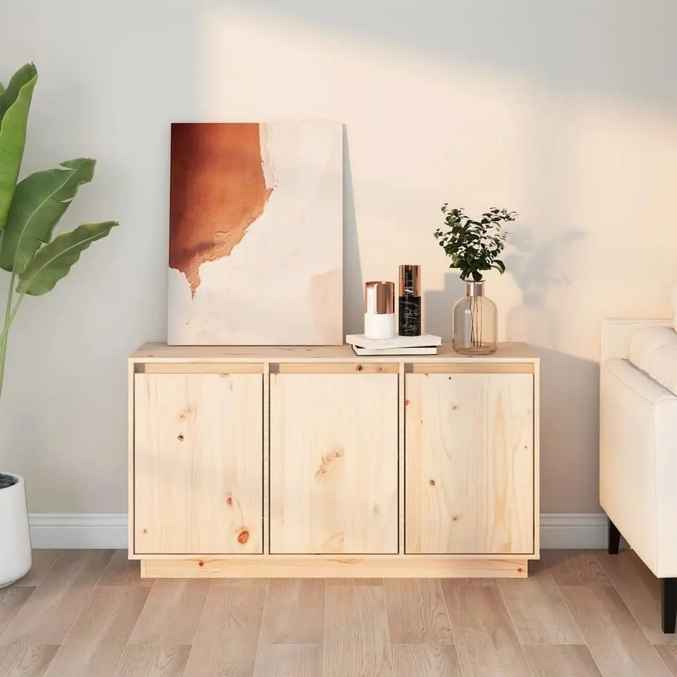 vidaXL - Dressoir met 3 deuren - Naturel - Massief grenenhout - 111x34x60 cm