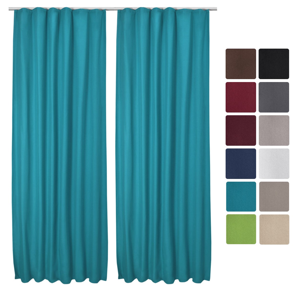 Beautissu Amelie TK gordijn met gerimpeld band 140x245cm turquoise (set van 2)