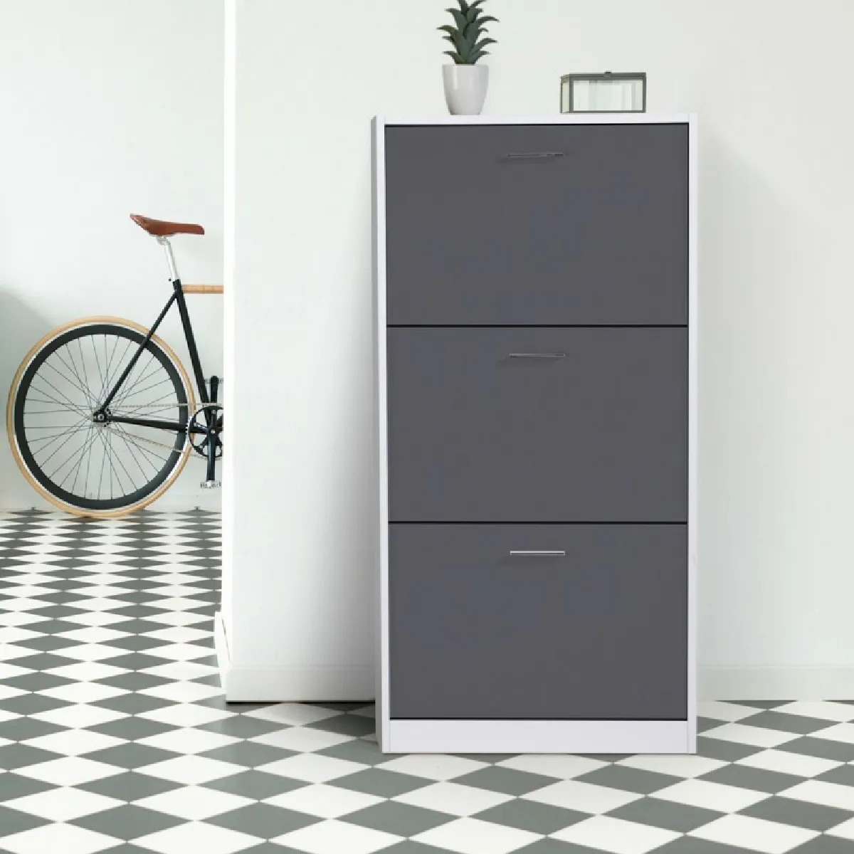 Idmarket MARKET KLARK - Blanc 3 portes grises